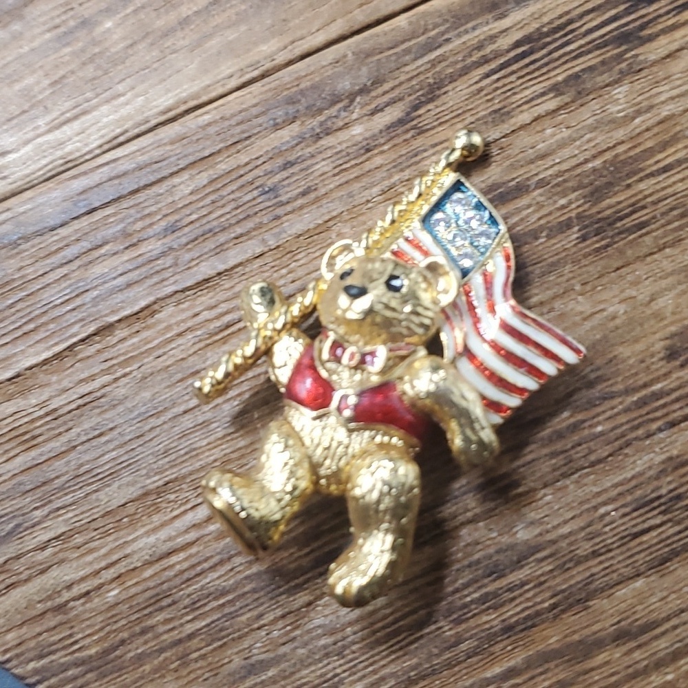 Christopher‎ radko patriotic usa bear collectible brooch vintage B816
